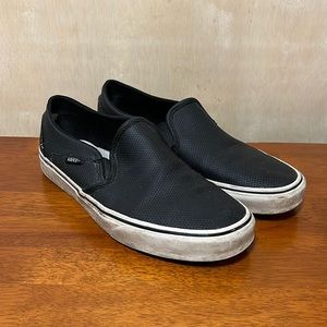 Black leather slip-on vans